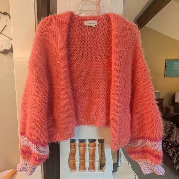💕 By Anthropologie Stripe-Sleeve Cardigan Sweater - Picture 1 of 10